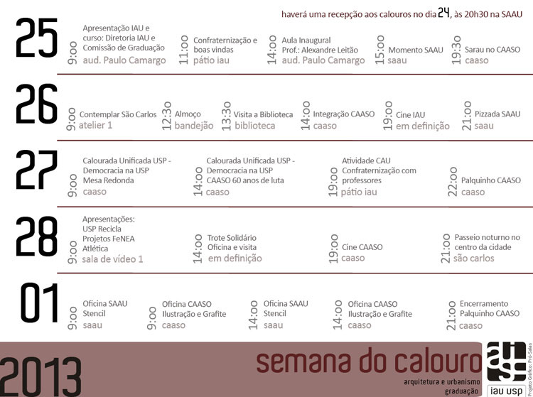 semana-calouro-2013 programacao