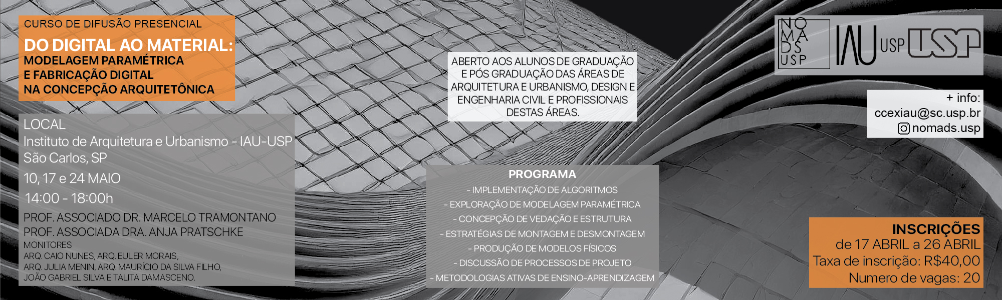 Curso de difusão “Do Digital ao Material: Modelagem Paramétrica e Fabricação Digital na Concepção Arquitetônica”